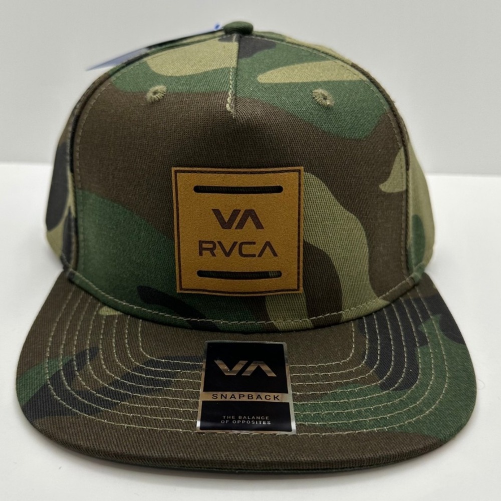 RVCA Mens Camouflage Standard Snapback Hat Camo Logo Patch Cap 23D5502503 NEW